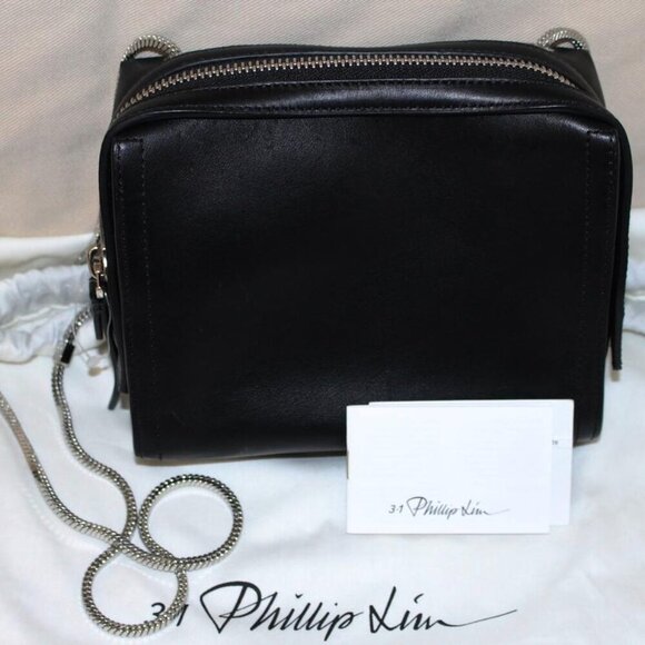 New with Tags 3.1 Philip Lim "Soleil Mini Zip Crossbody", Black Leather Nickel - Picture 1 of 10